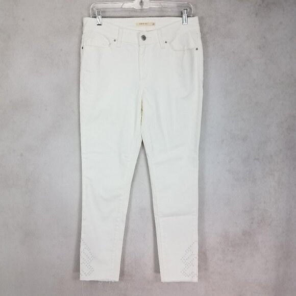 Levi's 711 Skinny Ankle Women's 29 Embellished Ankles White Denim Jeans - Picture 1 of 14